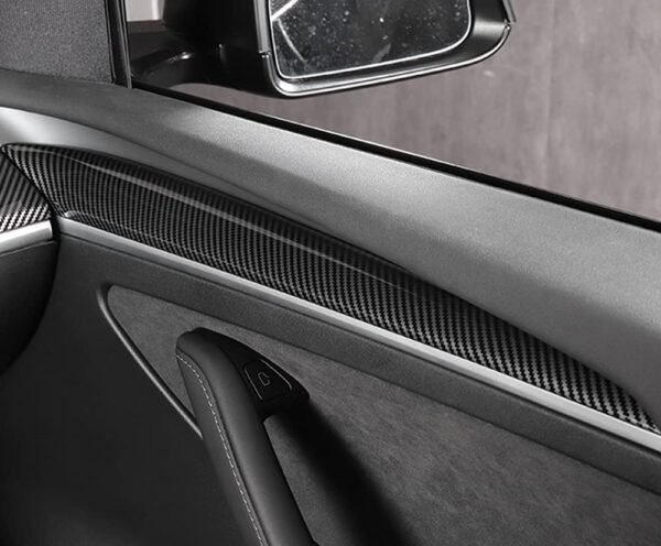 Carbon Fiber Interior Door Trim Set - Tesla Model 3 & Y - Image 3